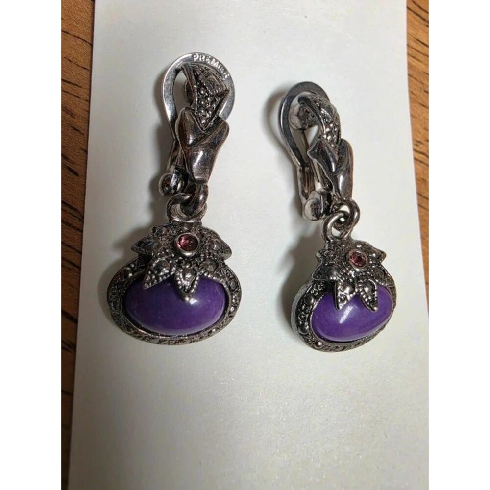 Vintage Premier Design Purple Dual Back Earrings